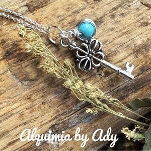 Silver Key & Turquoise Talisman Necklace
